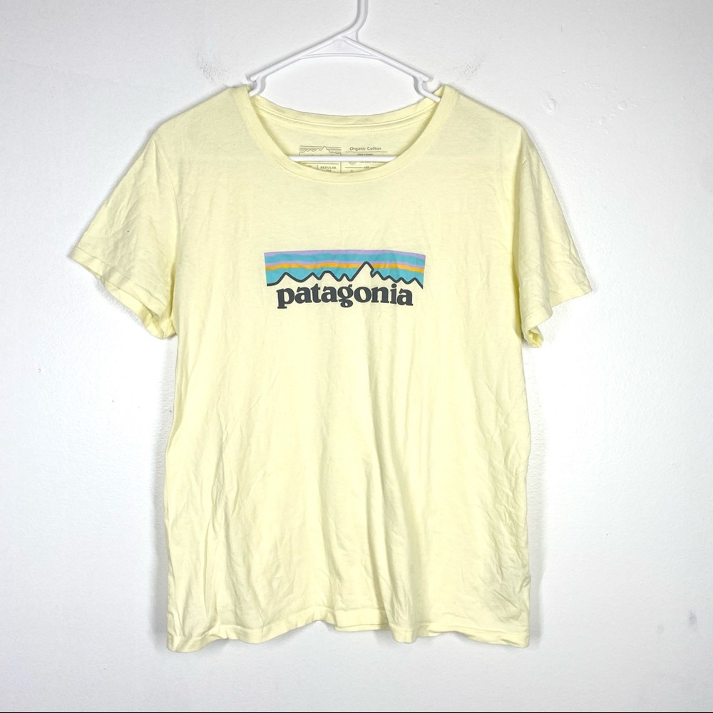 PATAGONIA Yellow Logo Graphic Tee Basic Small